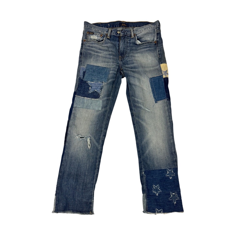 Polo Ralph Lauren Waverly Straight Crop Jeans Women's Size 27 Patchwork Stars